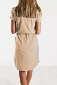 Pocketed Drawstring Waist Dress