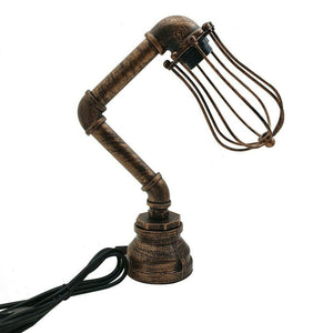 Retro Water Pipe Lighting Wall Plug-In Table Lamp Steampunk Metal Indoor Stand~1591-22