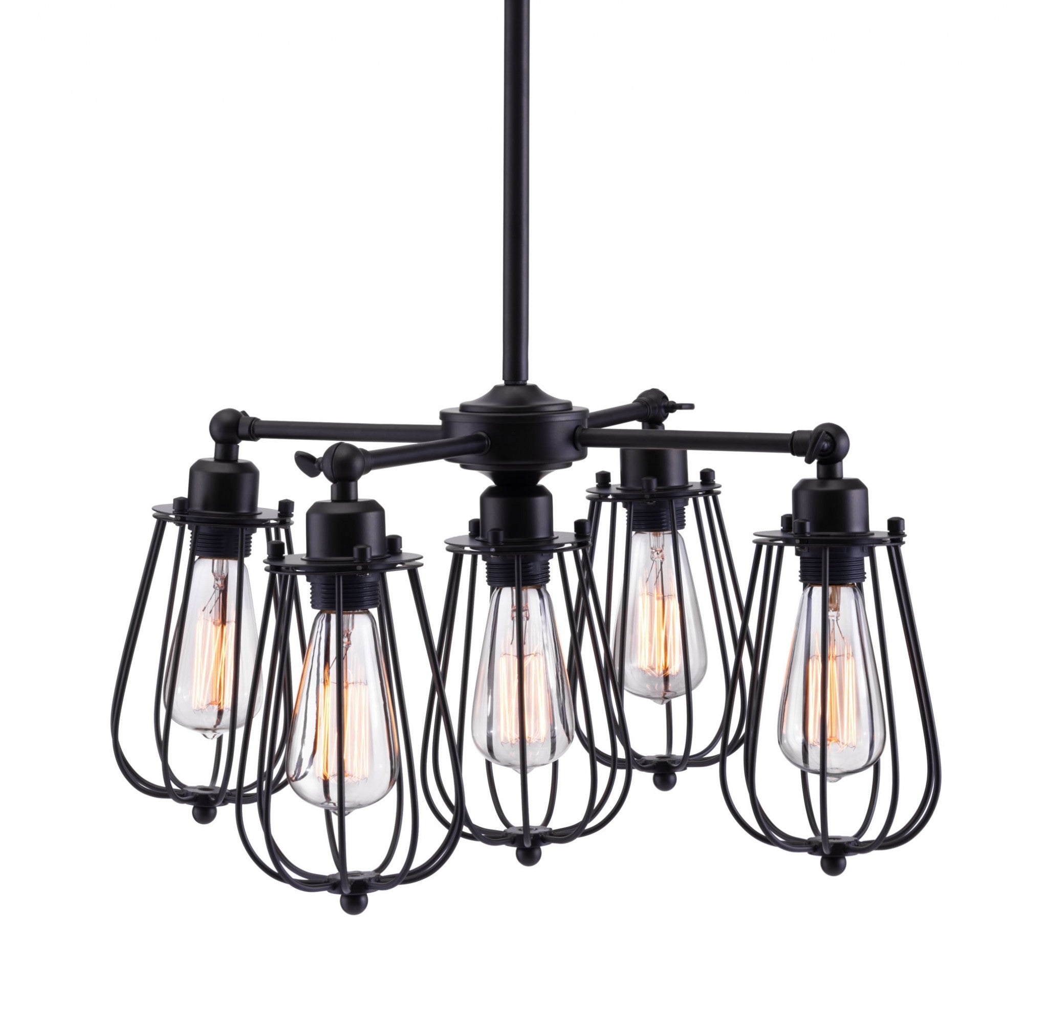 21.7" x 21.7" x 61.4" Distressed Black, Metal, Ceiling Lamp