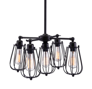 21.7" x 21.7" x 61.4" Distressed Black, Metal, Ceiling Lamp