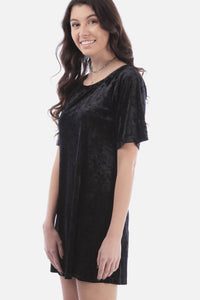 Solid Crushed Velvet Dress