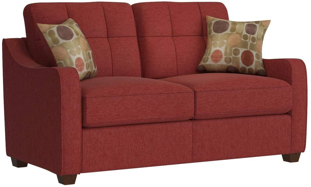 59' X 31' X 35' Red Linen Loveseat With 2 Pillows - 99fab 