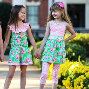 Little Toddler Big Girls' Floral Dress Leggings Boutique Clothing Set Spring Summer