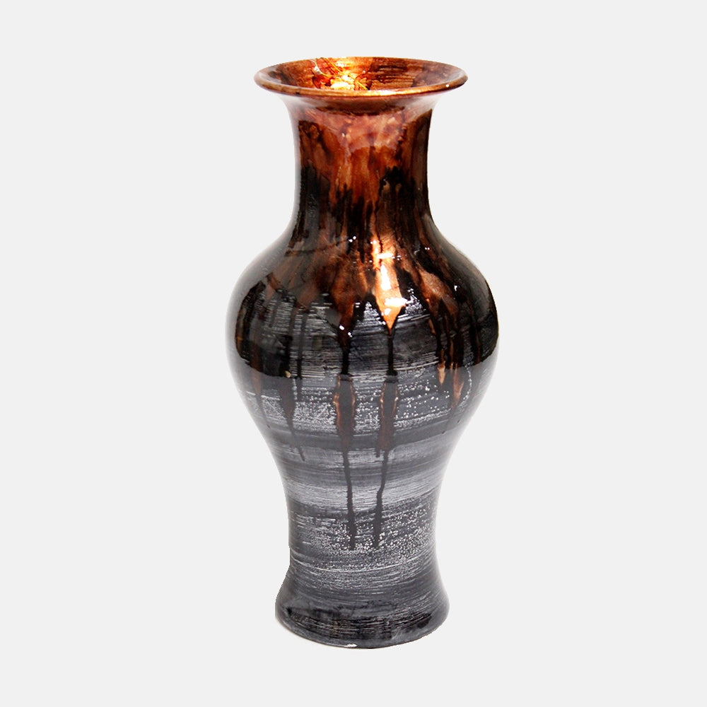 Lila Aqua and Black Foil and Lacquer Ceramic Vase - 99fab 