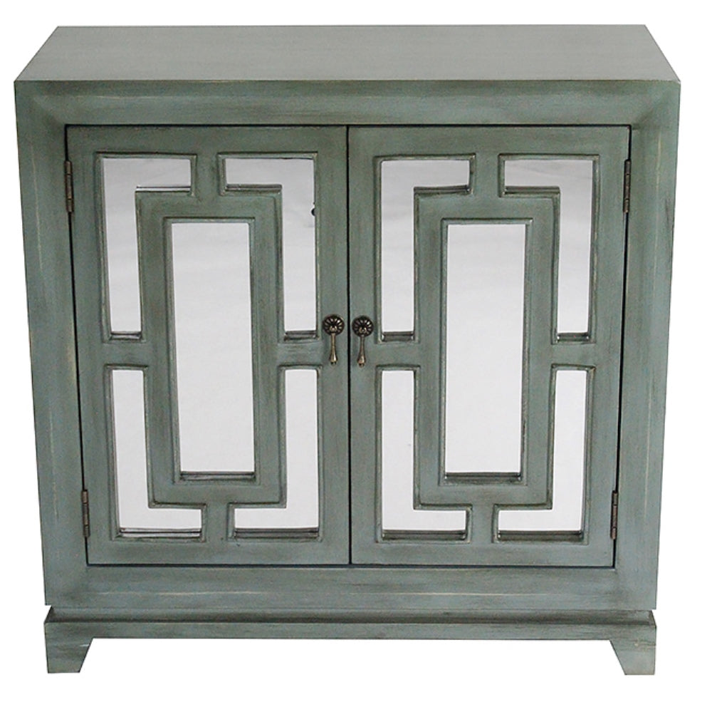 Antiqued Seaglass Blue Mirror Glass Sideboard