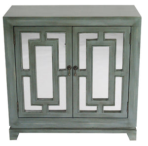 Antiqued Seaglass Blue Mirror Glass Sideboard