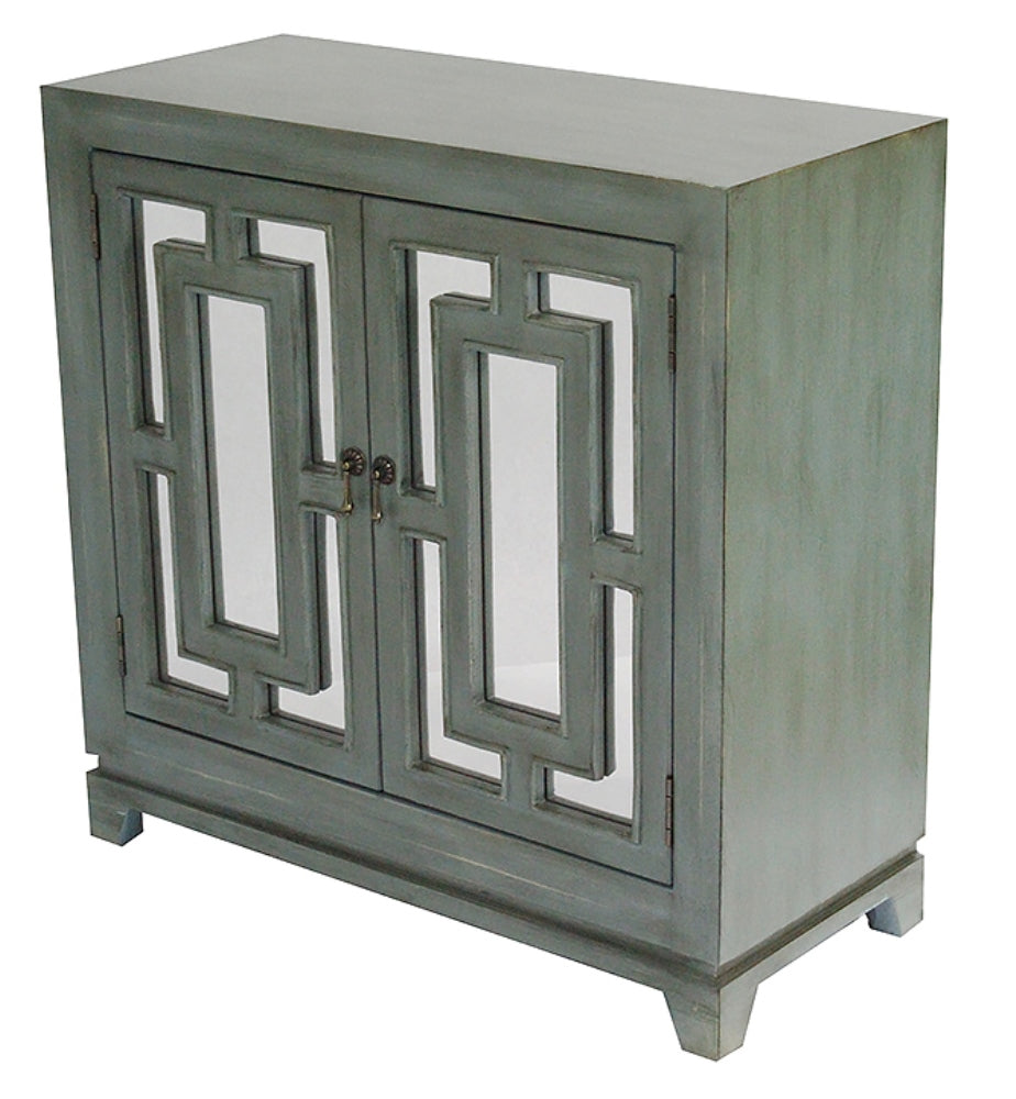 Antiqued Seaglass Blue Mirror Glass Sideboard