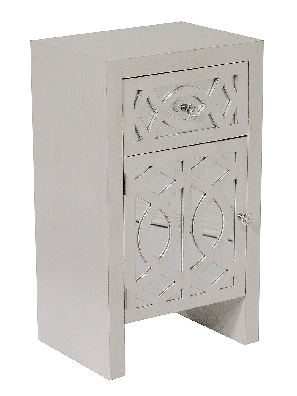 Black Wood Finish Lattice Mirrored Accent Cabinet