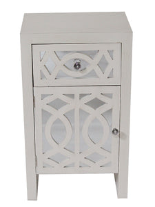 Black Wood Finish Lattice Mirrored Accent Cabinet