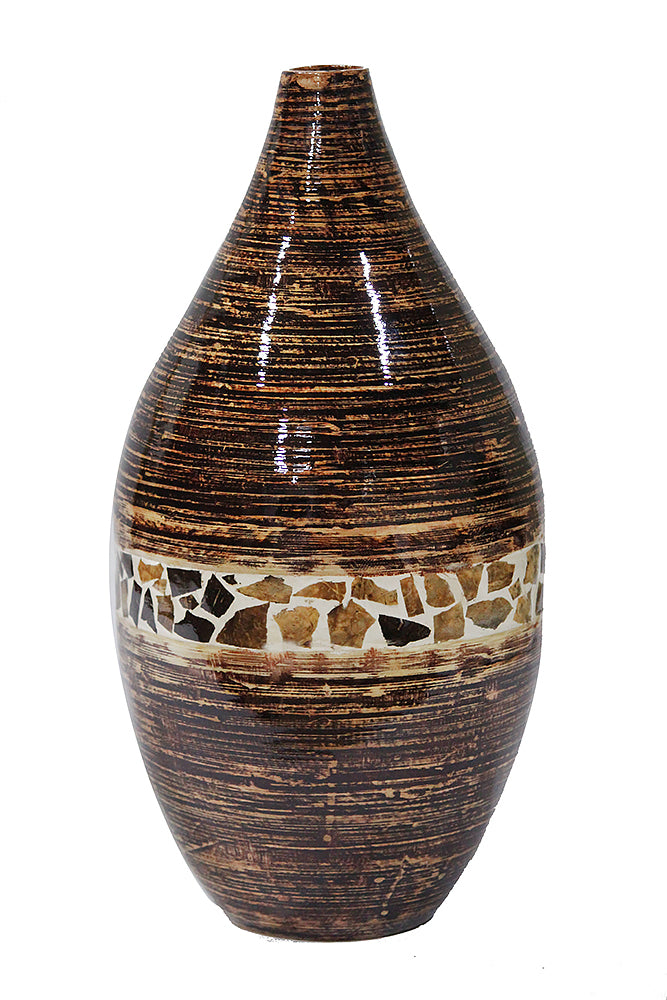 Genie Spun Bamboo Light to Dark with Coconut Shell Vase - 99fab 