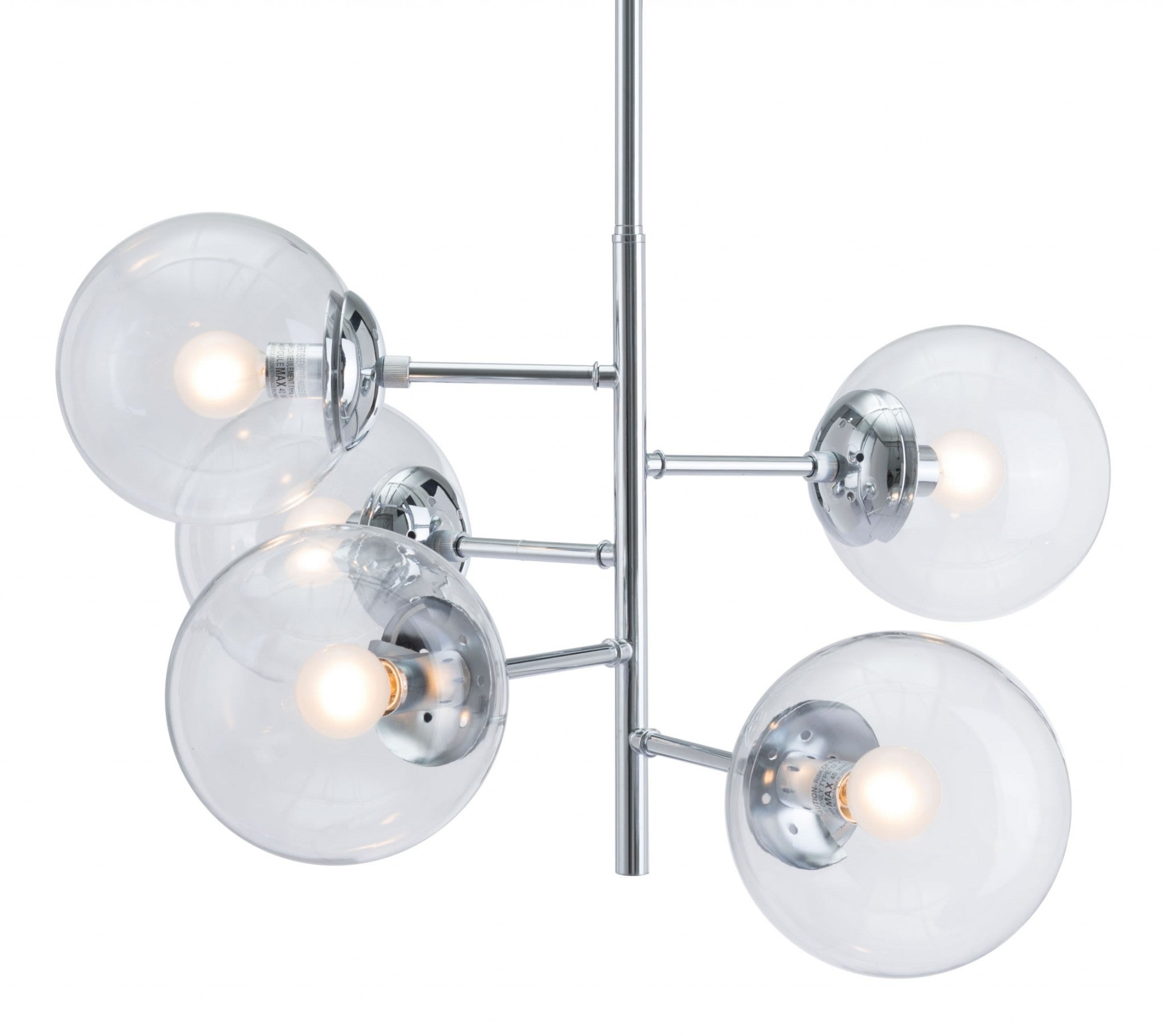 25.6" x 25.6" x 63.8" Chrome, Glass, Metal, Ceiling Lamp