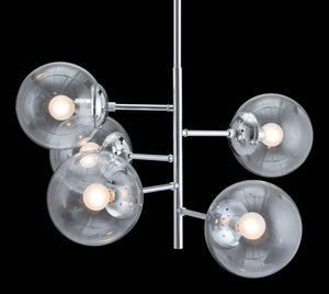 25.6" x 25.6" x 63.8" Chrome, Glass, Metal, Ceiling Lamp