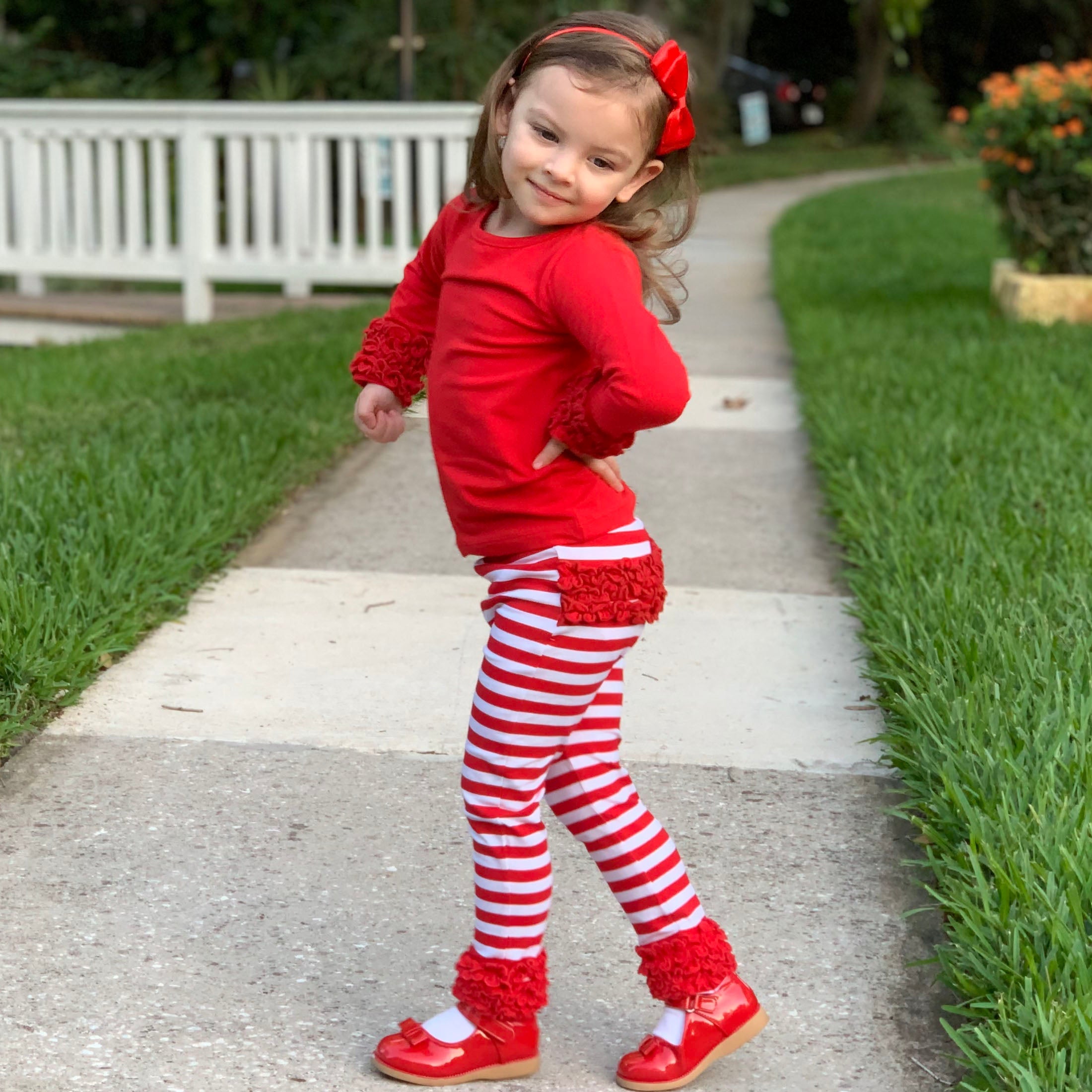 Baby Toddler Big Girls Boutique Red Ruffle Butt Leggings