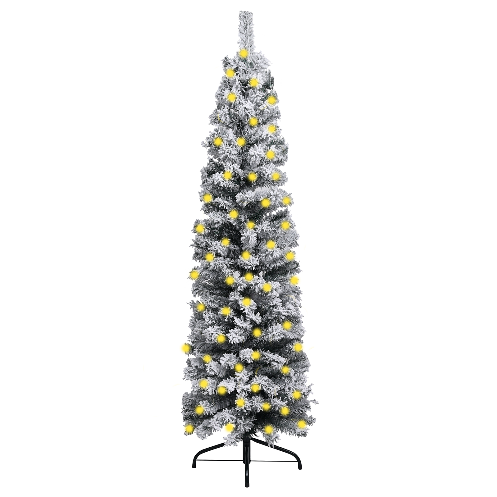 vidaXL Slim Pre-lit Christmas Tree with Flocked Snow Green 94.5" PVC-1