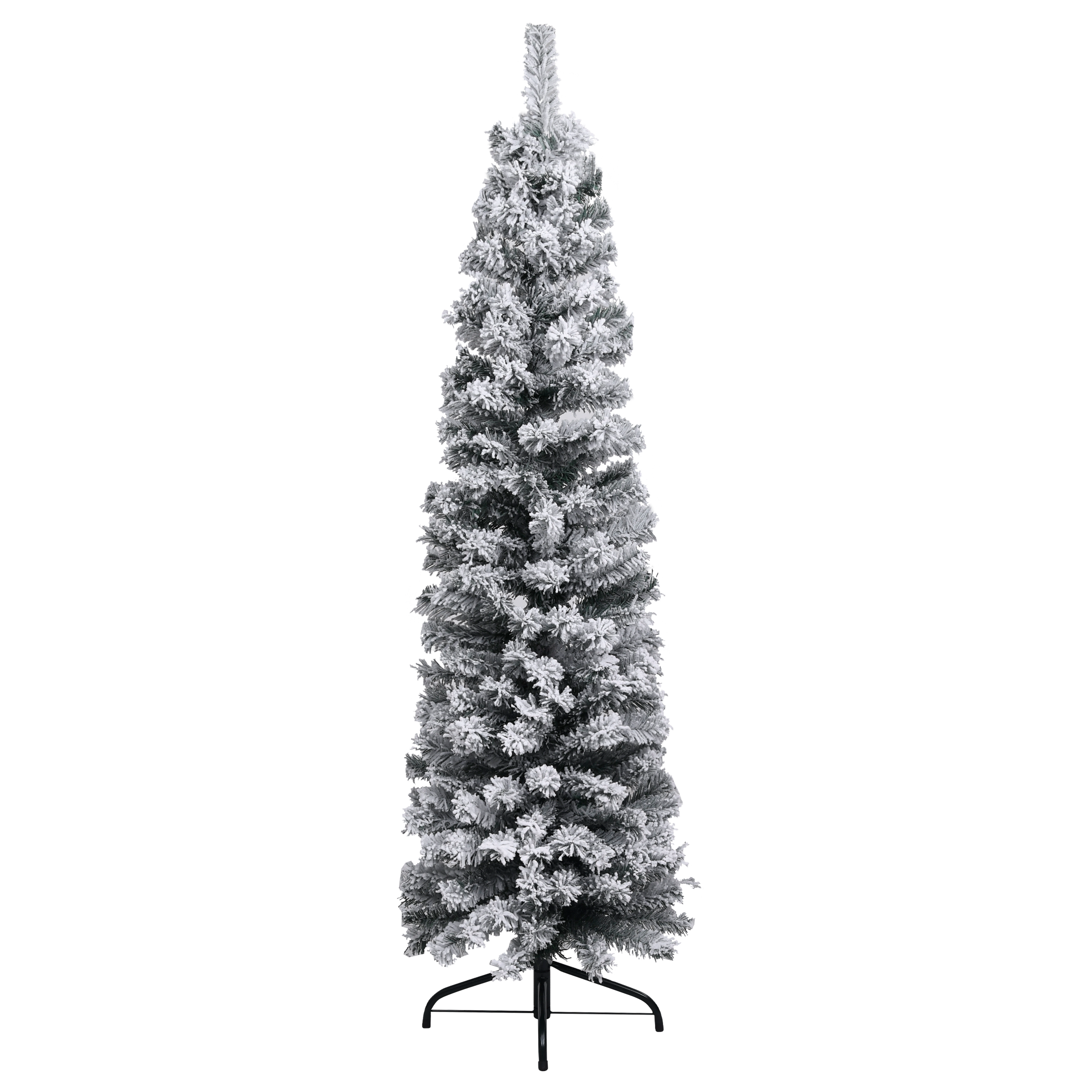 vidaXL Slim Pre-lit Christmas Tree with Flocked Snow Green 94.5" PVC-5