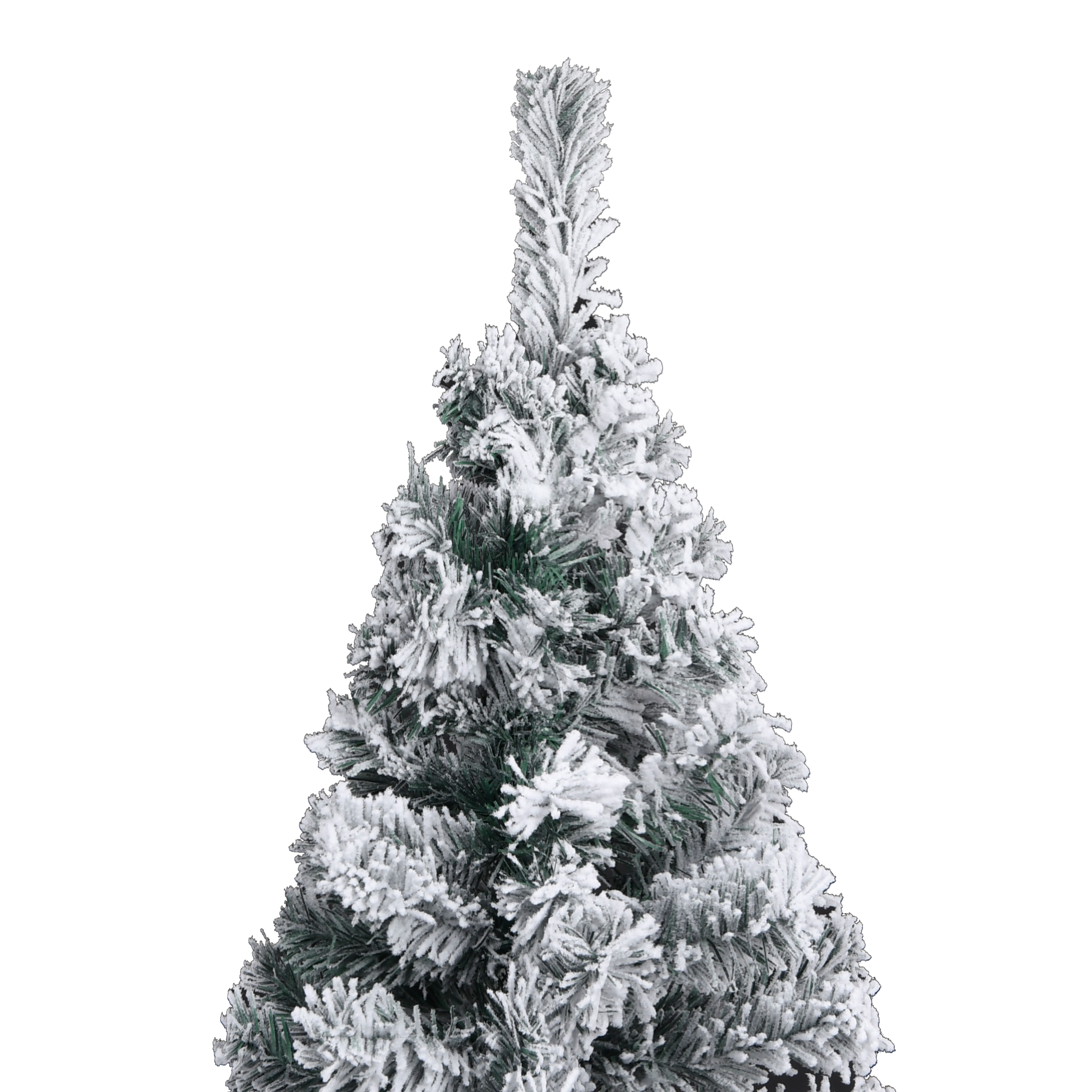 vidaXL Slim Pre-lit Christmas Tree with Flocked Snow Green 94.5" PVC-9