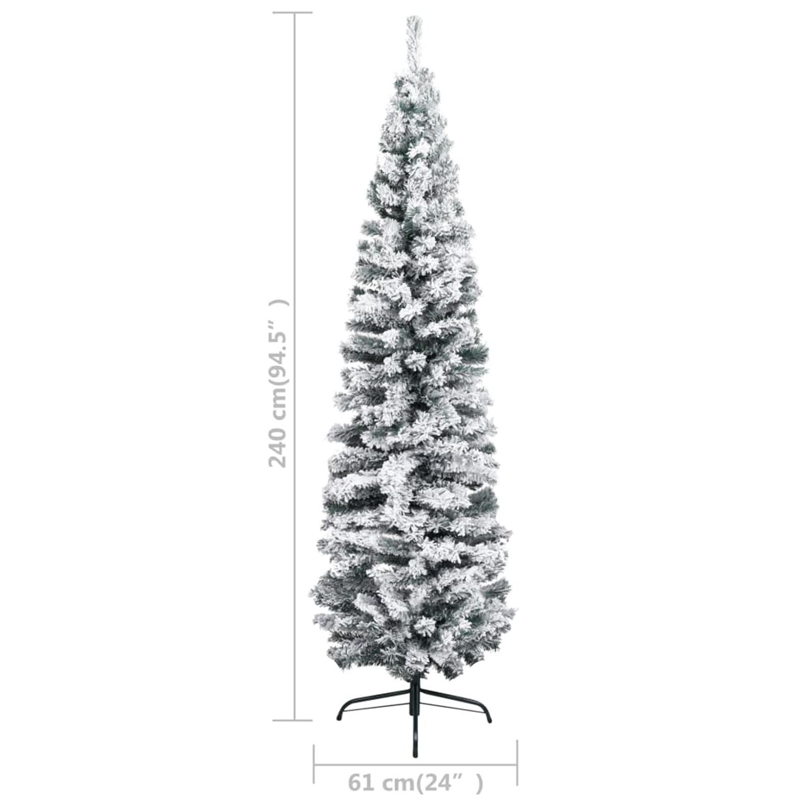 vidaXL Slim Pre-lit Christmas Tree with Flocked Snow Green 94.5" PVC-14