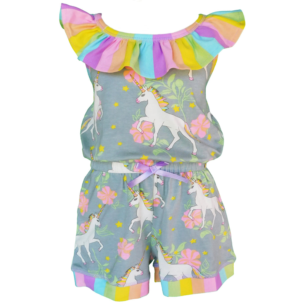 Little Big Girls Jumpsuit Magical Unicorn Rainbows Spring One Pc Boutique Clothing - 99fab 