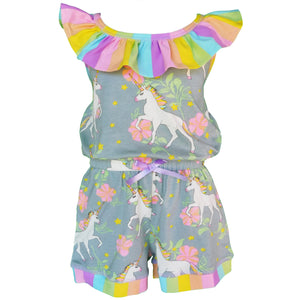 Little Big Girls Jumpsuit Magical Unicorn Rainbows Spring One Pc Boutique Clothing