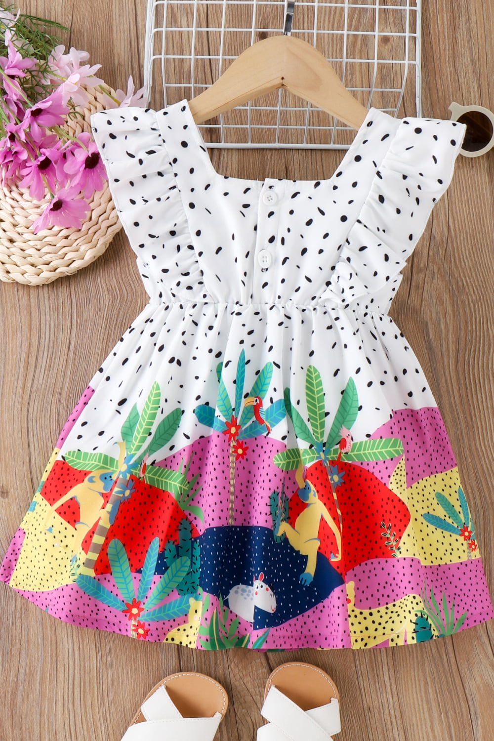 Girls Printed Ruffled Dress - 99fab 