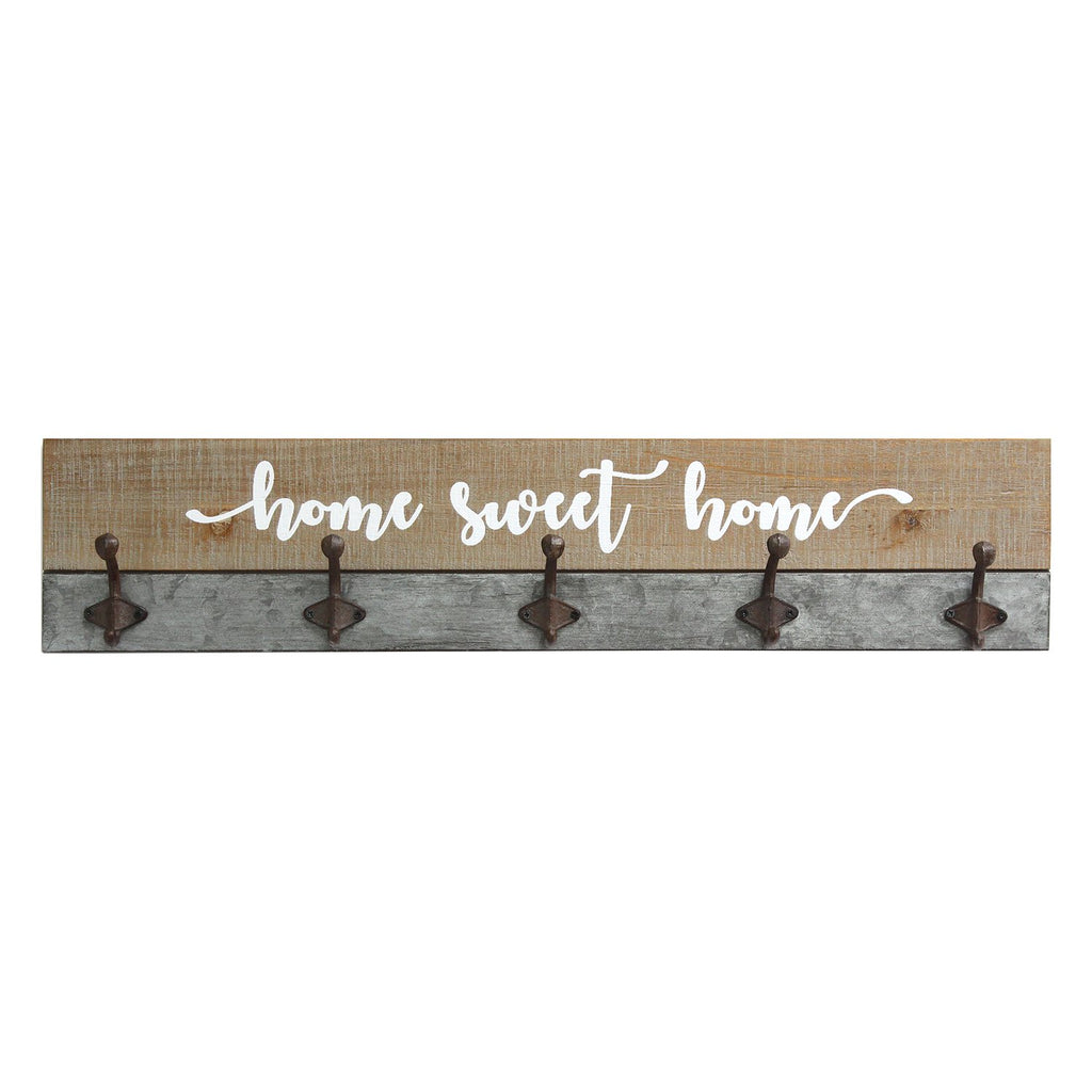 Distressed Home Sweet Home Wood Coat Rack Wall Hanging - 99fab 