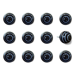 1.5" x 1.5" x 1.5" Black and Light Blue- Knobs 12-Pack