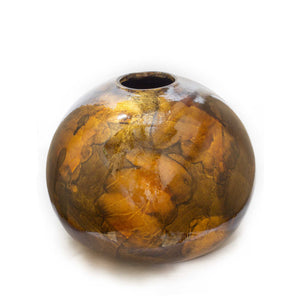 Gold Copper and Bronze Round Ceramic Table Vase