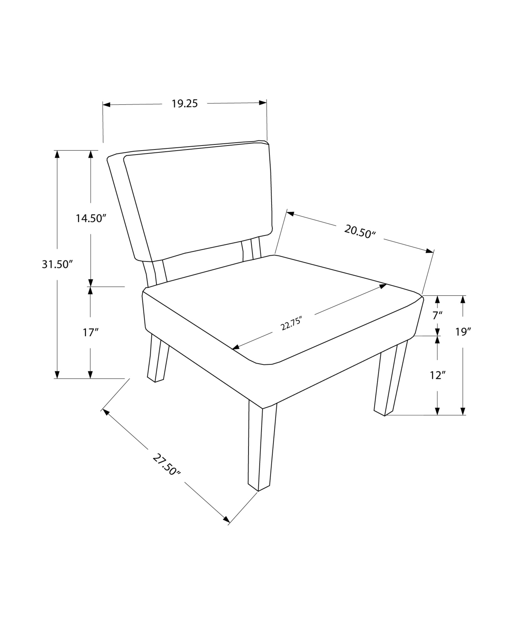 27.5" x 22.75" x 31.5" Blue Foam Accent Chair with Solid Wood Frame