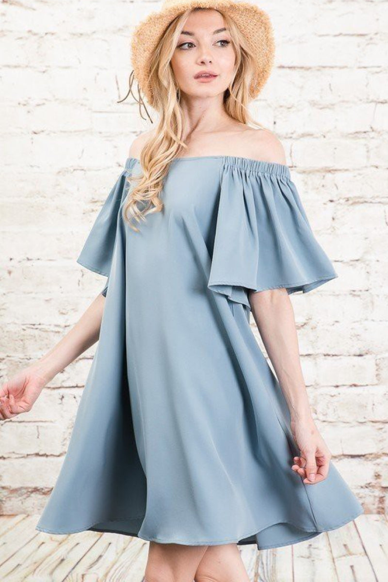 Off Shoulder Swing Dress - 99fab 