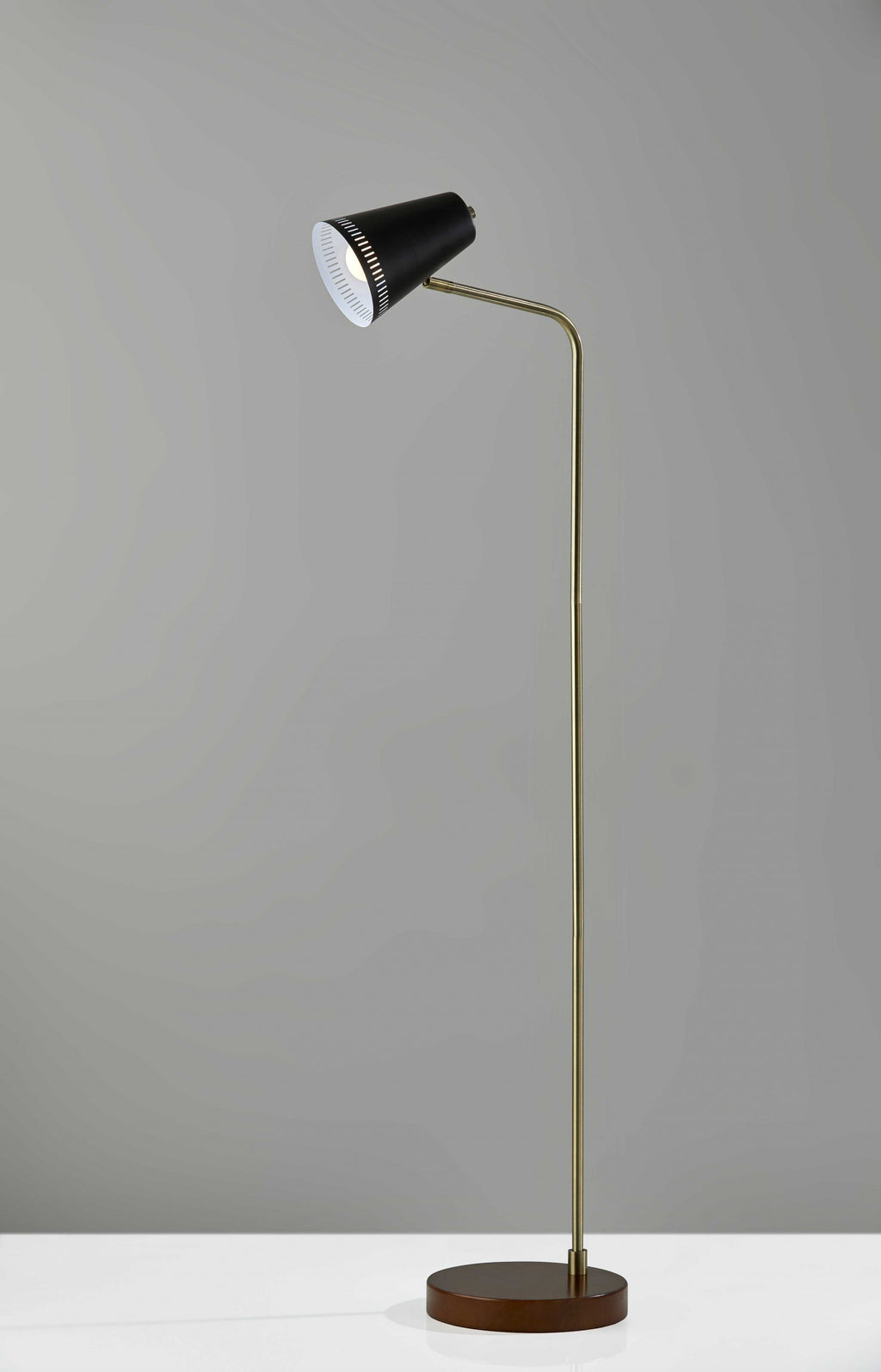 Brass Adjustable Floor Lamp with White Metal Vented Cone Shades - 99fab 