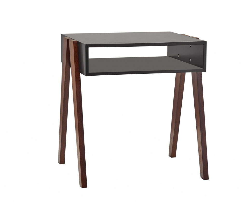 Modern Retro Black and Walnut Finish End Side Table - 99fab 