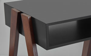 Modern Retro Black and Walnut Finish End Side Table