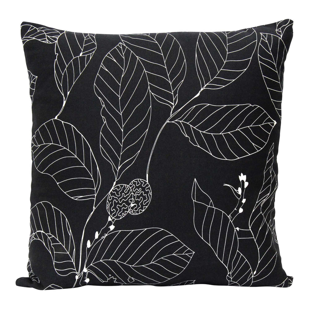 Black on White Leaf Outline Square Pillow - 99fab 