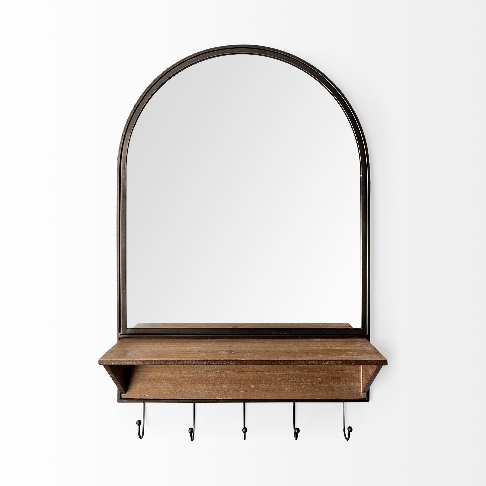 Arch Wood and Metal Frame Wall Mirror