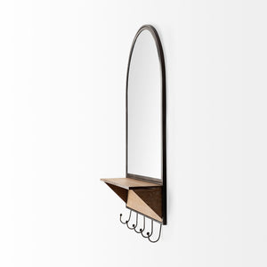 Arch Wood and Metal Frame Wall Mirror