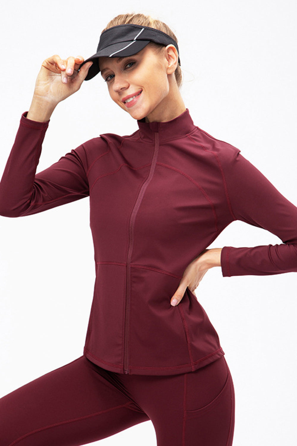 Zip Up Mock Neck Athletic Top