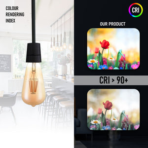 ST64 E26 8W Vintage LED Retro Light Bulb Pack 3