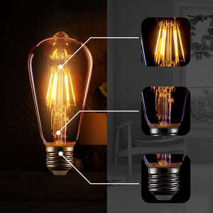 ST64 E26 8W Vintage LED Retro Light Bulb Pack 5