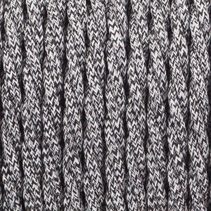 18 Gauge 3 Conductor Twisted Cloth Covered Wire Braided Light Cord Black &White ~ 1670-2