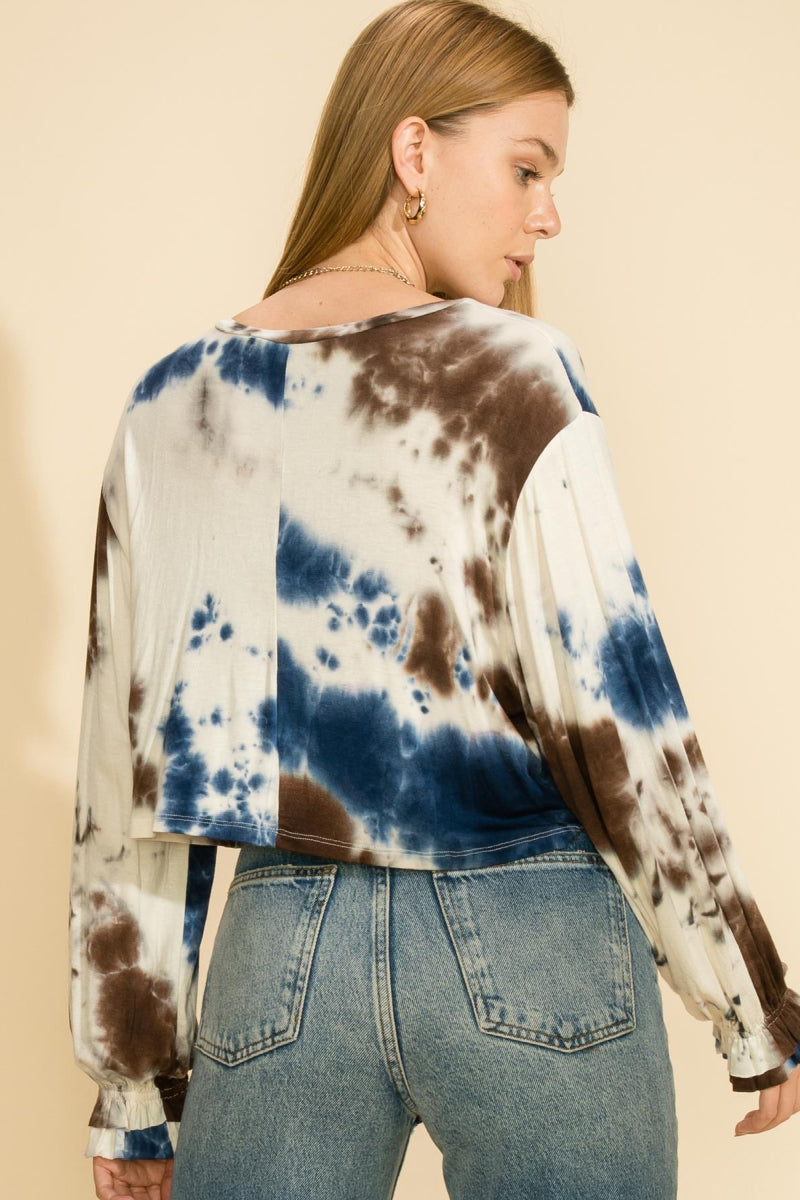 Tie Dye Crew Neck Long Sleeve Top