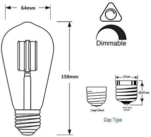 E26 ST64 60W Vintage Retro Industrial Filament Dimmable Bulb~1145-4