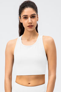 Ribbed Cropped Yoga Racerback Tank Top