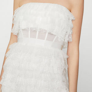 Lace Ruffle Strapless Dress