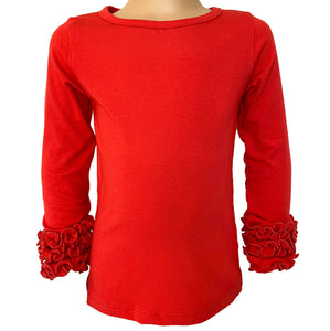 Baby Big Girls Boutique Long Sleeve Red Ruffle Layering T-shirt