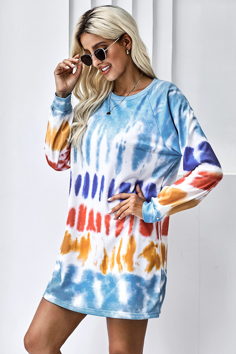 Tie Dye Long Sleeve Sweatshirt Dress