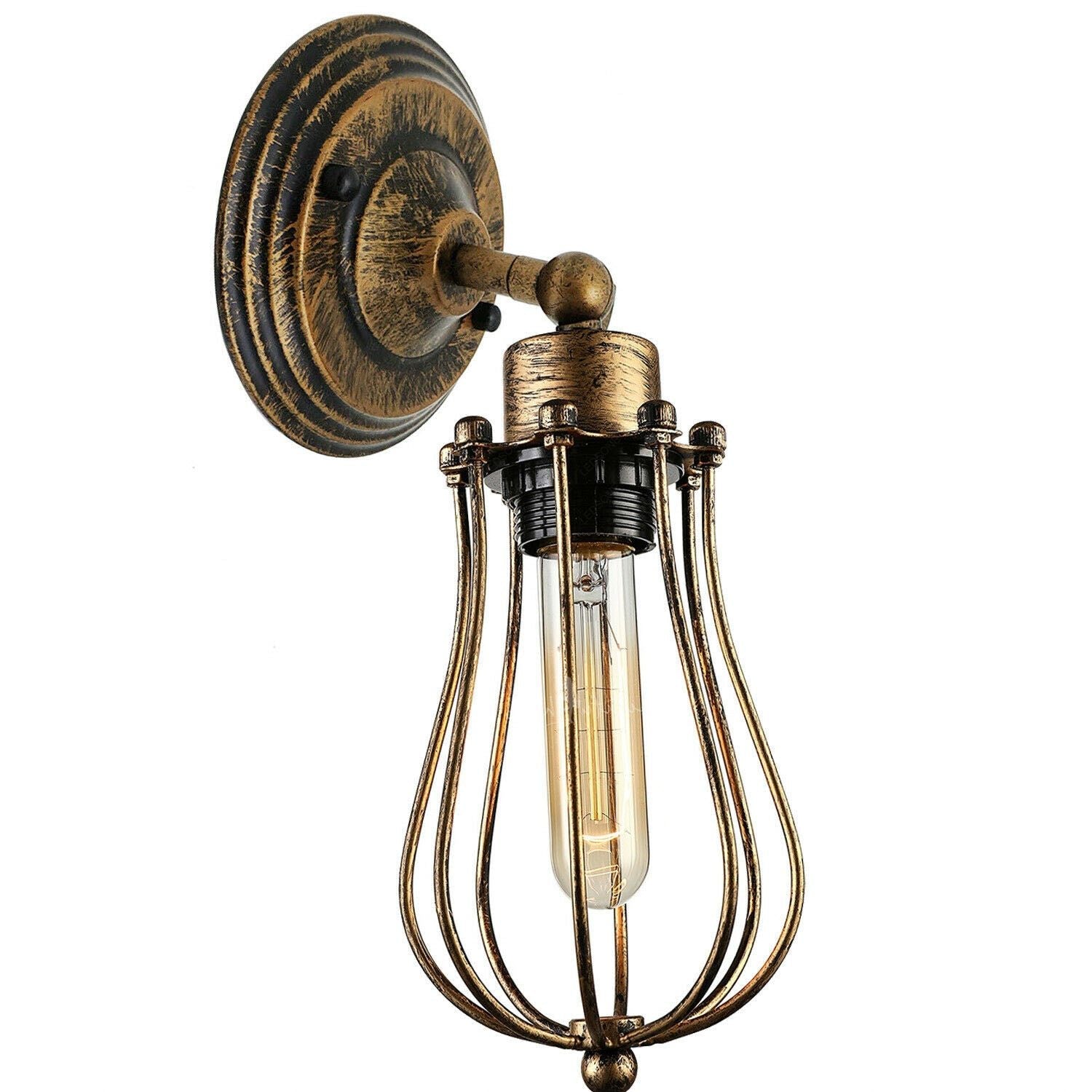 Industrial Vintage Wall Light with Adjustable Joint Wire Metal Cage Wall Sconce Fixture~1609-3