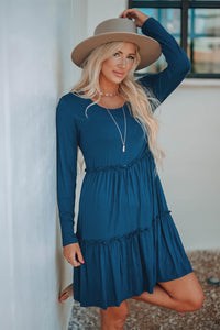 Ruffled Solid Swing Dress