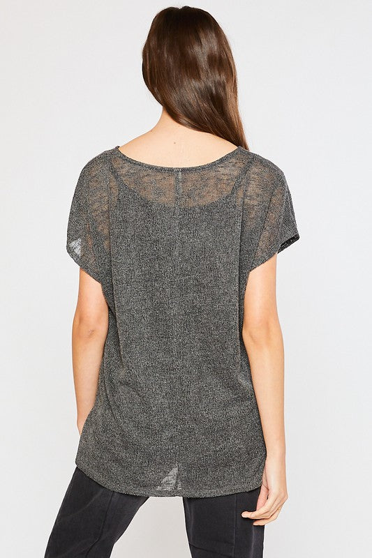 Front Pocket Dolman Sleeve Top