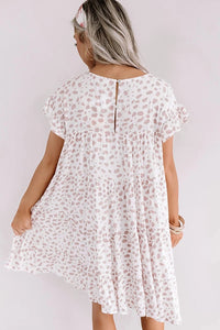 Leopard Ruffled Sleeve Shift Dress