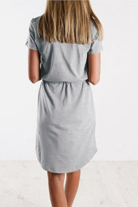 Pocketed Drawstring Waist Dress